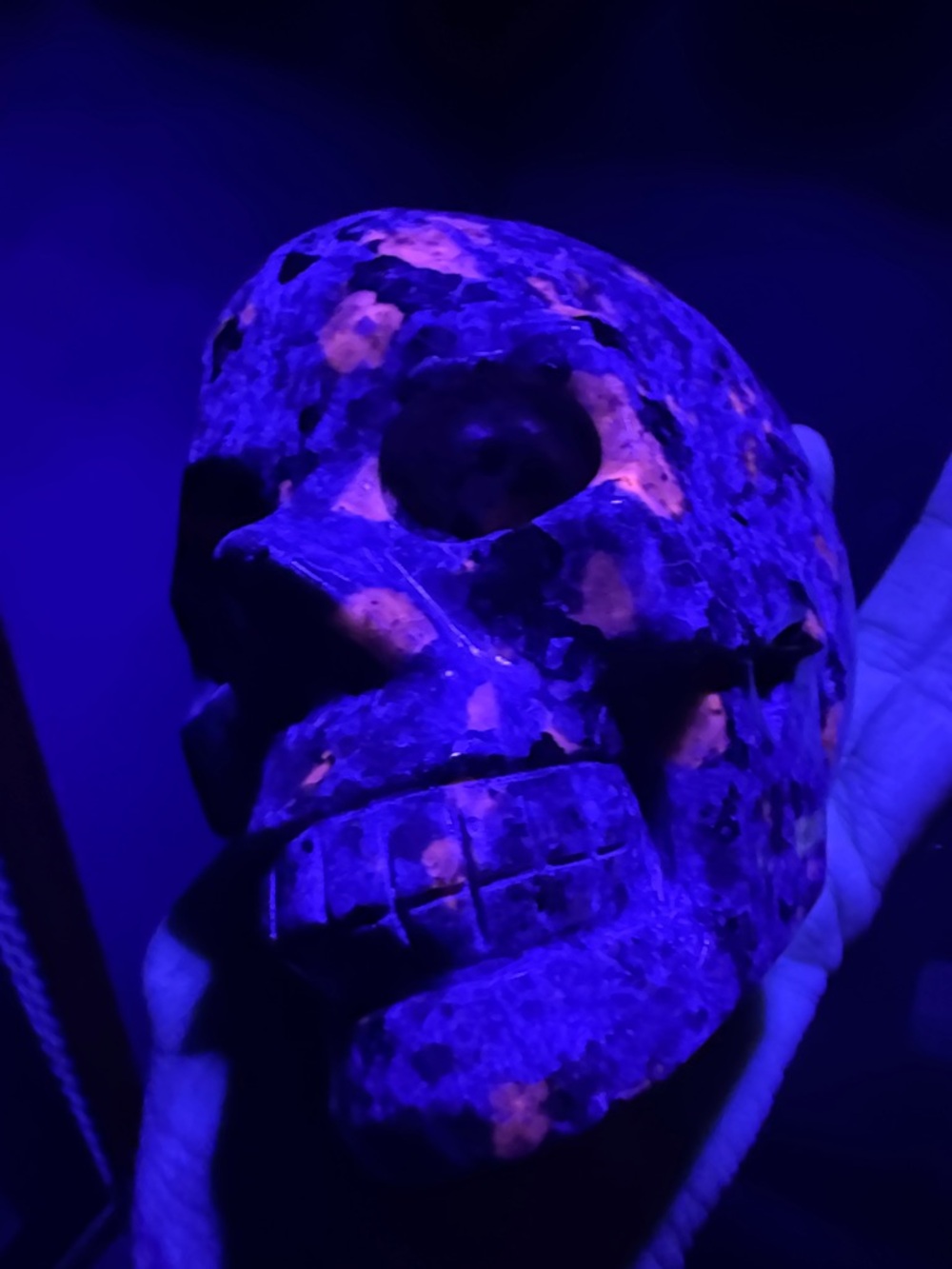 Yooperlite Crystal Stone Hand-Carved Skull - UV Reactive - 3.5” - 2lbs